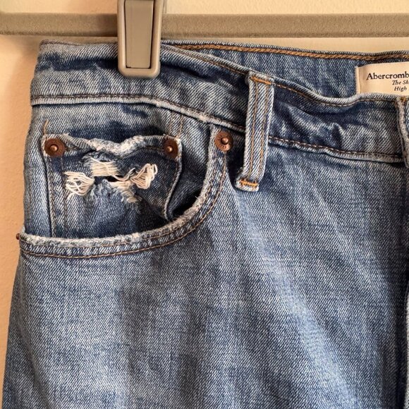 Abercrombie & Fitch Size 29 / 8R Blue The Skinny High Rise Jeans with Ankle Slit - Picture 7 of 7